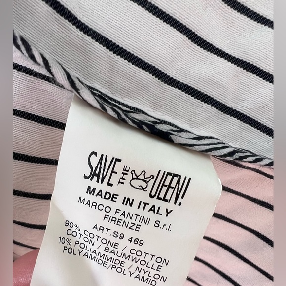 Save the Queen avante garde cotton jacket black white red Sz M made in Italy - Picture 10 of 13